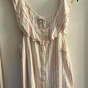 White tank with green, blue, orange stripes